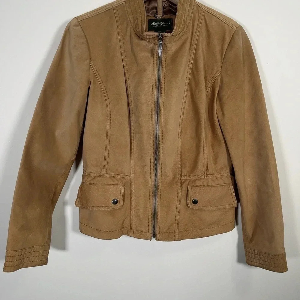 Eddie Bauer Seattle Suede Women's Medium Full Zip  Leather Jacket - Picture 4 of 16